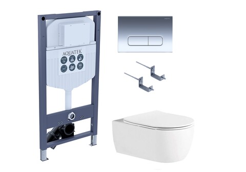 Aquatek SET Aquatek ЕВРОПА New-016/023 SET Aquatek ЕВРОПА New-016/023 (рама Aquatek INS-0000023 +крепление KKI-0000002 +кнопка KDI-0000016 +унитаз AQ1106L-00 с тонким сиденьем sc)
