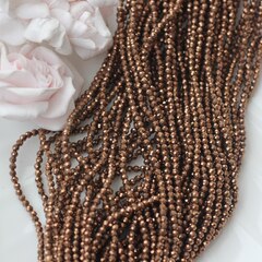 Гематин гематит, граненый шарик, 3 мм, шоколад, 1 нить, ГМ092