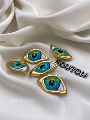 Пуговицы золотистые Скиап. с синим зрачком "Глаз"