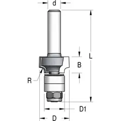 Фреза радиусная с нижним подшипником полуштап 18x8x57x6 R2 WPW RWB0203