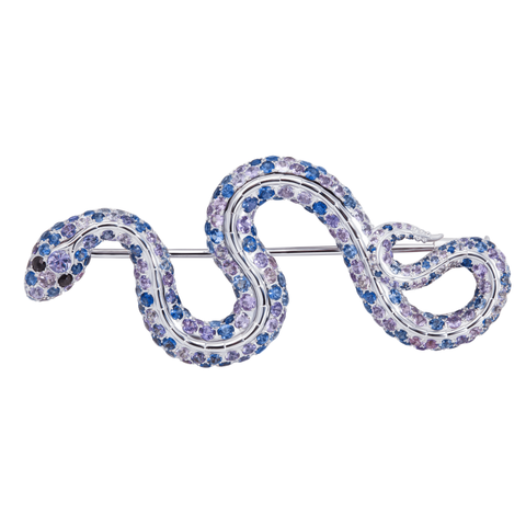 Брошь Змея с Цветными Сапфирами, Brs0188-1/2