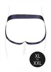 Черные трусики-джоки для страпона с вибропулей - размер XL-XXL - 