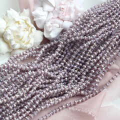 Хрусталь гранёный (стекло) рондель, фиолетовый 4*3 мм, нить 58 см, С055