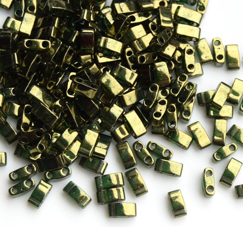HTL-0306 Бисер Миюки халф тила/Miyuki Half Tila Olive Green