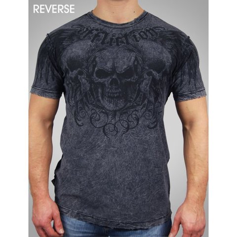 Affliction | Футболка мужская двусторонняя Sunny Garcia Revolution Tee Black Signature Series A1116BLK обратная сторона перед