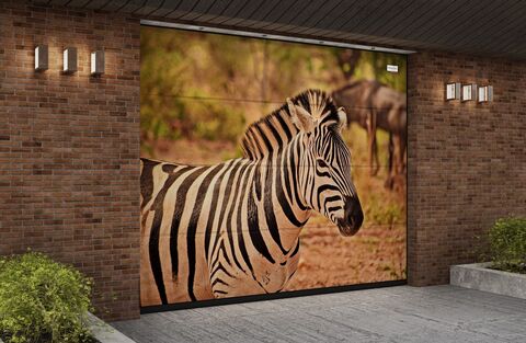 Гаражные ворота Алютех Prestige 2500х2500 L-гофр, цифровая печать, тематика (Животные)