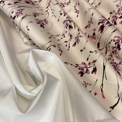 Ткань хлопок сатин белого  цвета 2028