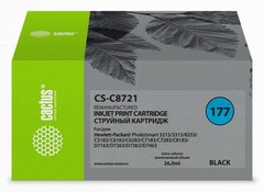 Картридж струйный Cactus CS-C8721 №177 черный (26мл) для HP PS 3213, 3313, 8253, C5183, C6183, C6283, C7183, C7283, C8183, D7163, D7263, D7363, D7463