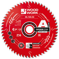 Диск пильный по цветным металлам 160x2,2/1,6x20 Z=56 A=10 Woodwork 36.160.56