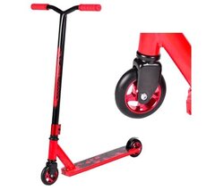 Самокат трюковой Красный, мет. спицы, дэка: дл≈48,5см, ш≈10см, толщ≈2,5см, h руля≈82,d колеса -10 см