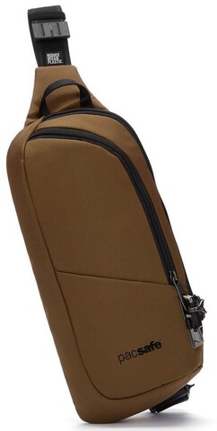 Картинка рюкзак однолямочный Pacsafe vibe 150 коричневый - 1