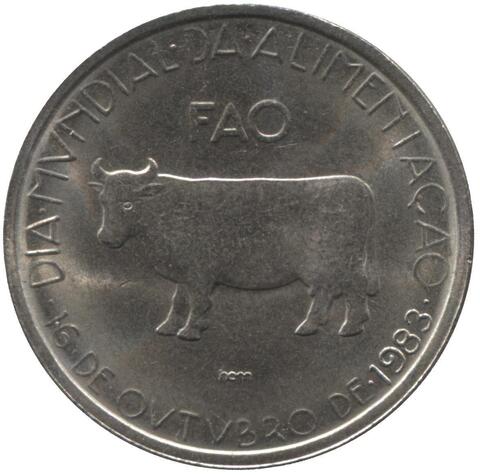 5 эскудо "FAO. Корова. Животные" 1983 год