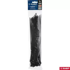 ЗУБР КОБРА, 3.6 x 280 мм, нейлон РА66, 50 шт, черные, кабельные стяжки с плоским замком, Профессионал (30935-36-280)