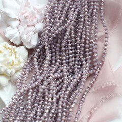 Хрусталь гранёный (стекло) рондель, фиолетовый 4*3 мм, нить 58 см, С055