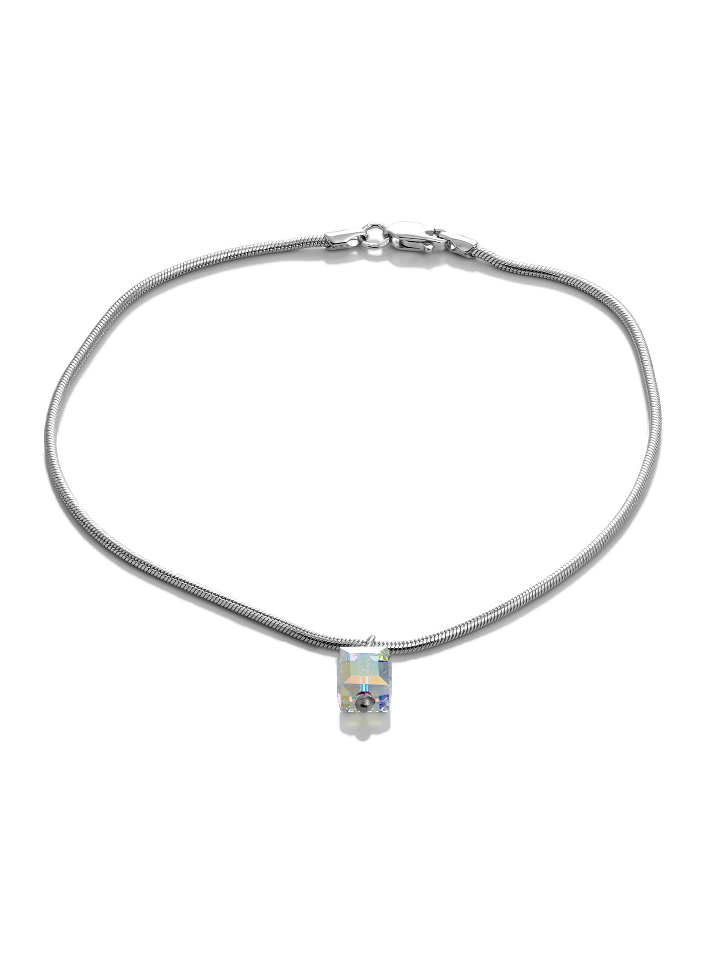 Серебряный браслет на ногу, анклет с кристаллом Swarovski