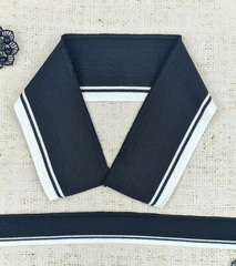 Комплект воротник ш. 7 см д. 46 см + подвяз ш. 3 см д. 132 см, чёрный с белым