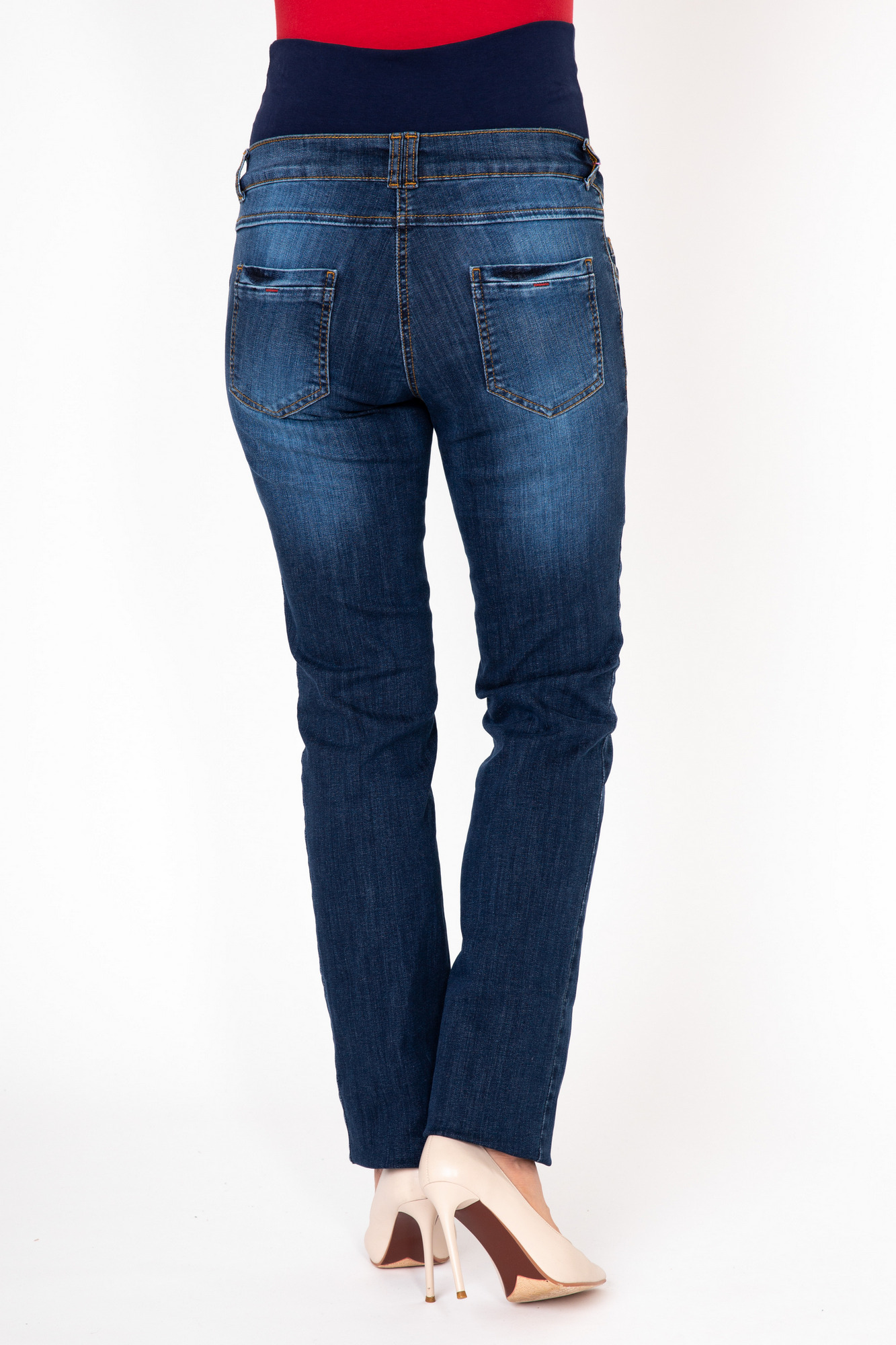 Фото джинсы для беременных MAMA`S FANTASY, из стрейчевого денима, средняя посадка, элементы потертости от магазина СкороМама, синий, размеры.
