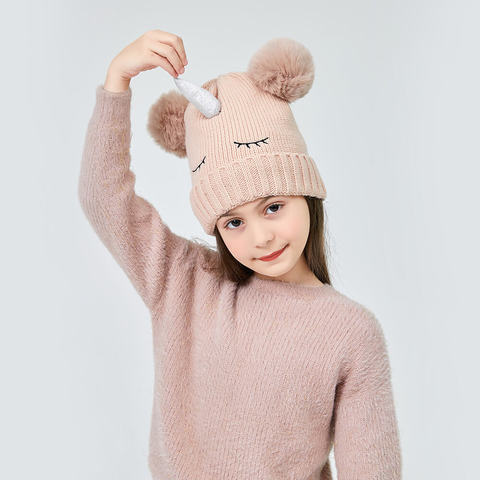 Шапка зимняя Единорог бежевый