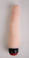 Телесный вибратор со встроенным пультом - 21 см.