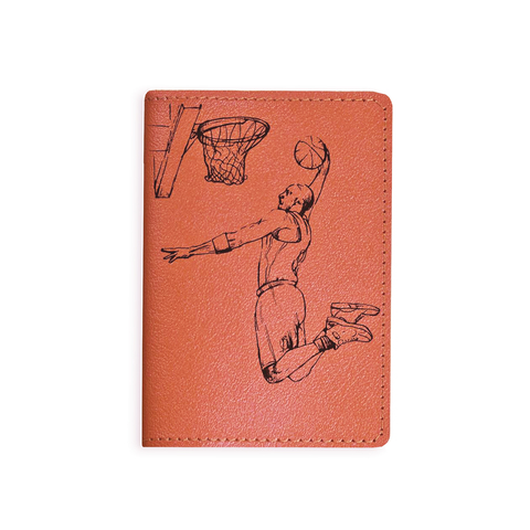 Обложка на паспорт "Игра в баскетбол", рыжая
