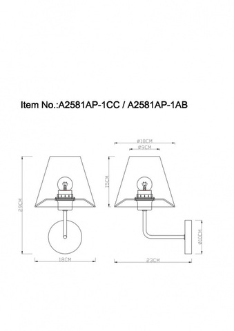 Настенный светильник Arte Lamp Elba A2581AP-1CC