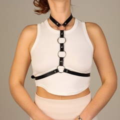 Портупея женская на тело (искусственная кожа) OS черный