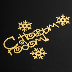 Набор топперов без шпажки "С Новым годом, снежинки", золото, 5 см, 4 шт