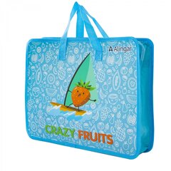 
          Папка с ручками 1 отделение, А4 265х335х90мм, Alingar, пластик, ручки тесьма, дизайн с двух сторон, молния сверху, "Crazy фрукты"