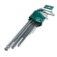 Jonnesway H23S109S Набор ключей торцевых шестигранных удлиненных с шаром для изношенного крепежа, 9 предметов 49338