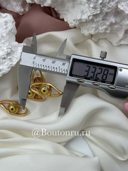 Пуговицы Скиап. в форме глаза с желто-зеленым зрачком матовое золото