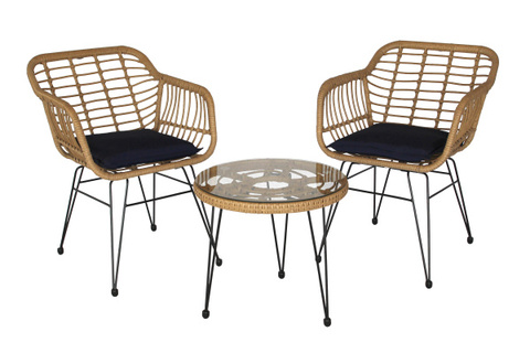 Набор мебели Garden Story Адриан Мини (2 Стул Garden Storyа+стол Ø52см, каркас черный, ротанг беж.)