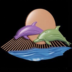 Силиконовый молд Дельфины- № 532