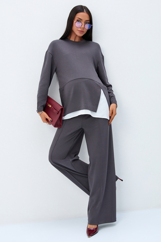 Спортивный костюм для беременных и кормящих 19459 серый