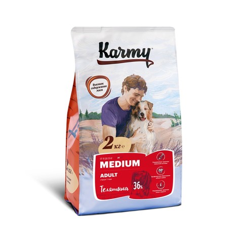 KARMY Медиум Эдалт сухой корм для собак средних пород (телятина) 2кг