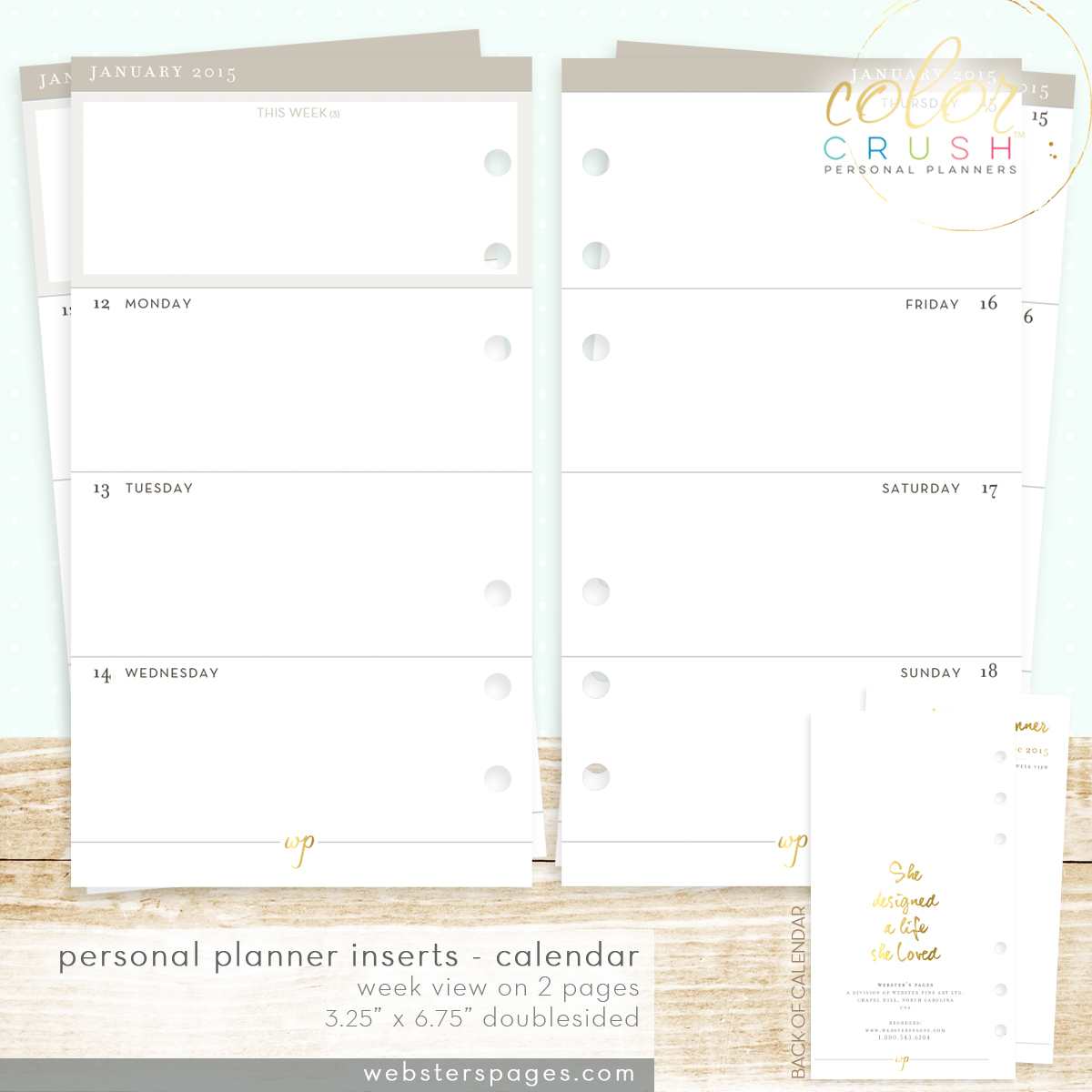 Планер PERSONAL PLANNER KIT : Gold  by Websters Pages