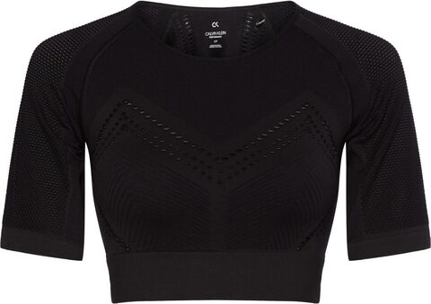 Женская теннисная футболка Calvin Klein SS Cropped T-shirt - black