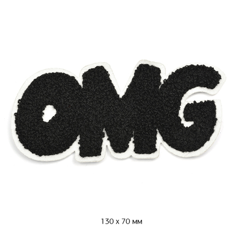 Аппликация пришивная махровая OMG цв.черный 13х7 см