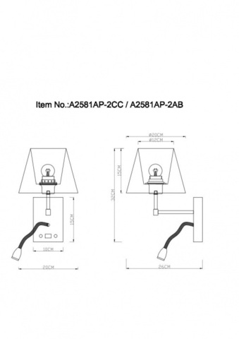 Настенный светильник Arte Lamp Elba A2581AP-2CC