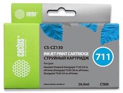 Картридж струйный Cactus CS-CZ130 №711 голубой (26мл) для HP DJ T120, T520, 530