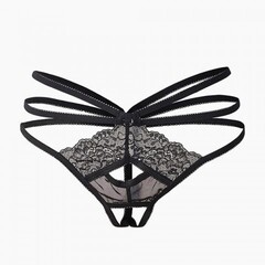 Трусики с доступом и переплетением лент сзади черные Le Frivole Easy to love (XS/S, 40-42)