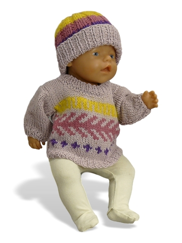 Свитер и шапка - На кукле. Одежда для кукол, пупсов и мягких игрушек.
