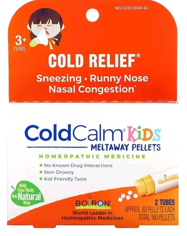 Boiron, Coldcalm, средство от простуды для детей, от 3 лет, 2 тюбика, прибл. 80 быстрорастворимых гранул каждая