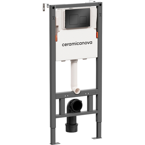 Ceramica Nova CN121002MB Система инсталляции для унитазов CERAMICANOVA Balance с кнопкой смыва Square, цвет черный матовый, с