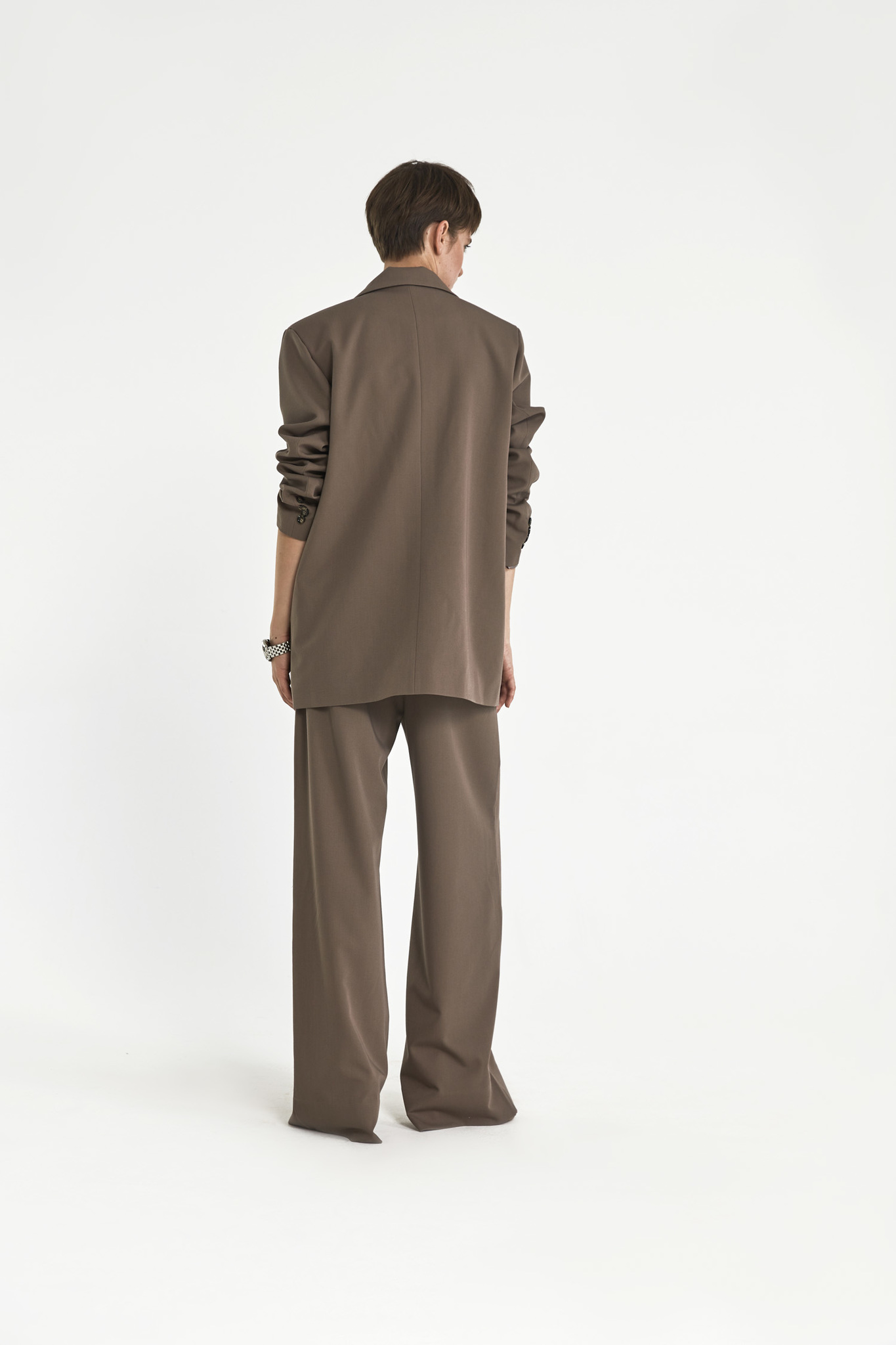 Широкие брюки с двумя складками (костюмный твил), кофейный