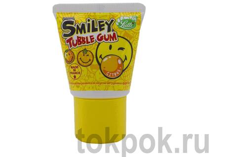 Жевательная резинка в тюбике Lutti Tubble Gum Smiley Citrus, 35 гр