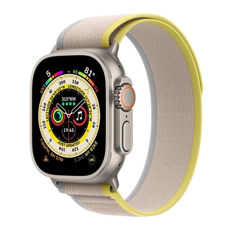 Apple Watch Ultra, GPS + Cellular, 49 мм, корпус из титана, ремешок Trail Loop желто-бежевого цвета, M/L