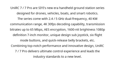 Аппаратура управления SIYI UniRC 7 Pro (2.4 & 5 GHz) Цифровая передача видео