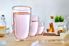 Стеклянный стакан с двойными стенками розового цвета, 450 мл