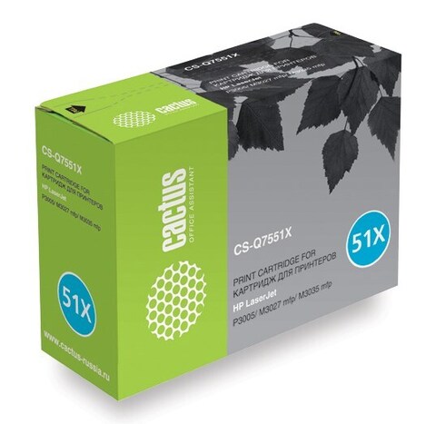 Картридж лазерный Cactus CS-Q7551XS Q7551X черный (13000стр.) для HP LJ P3005, M3027, M3035