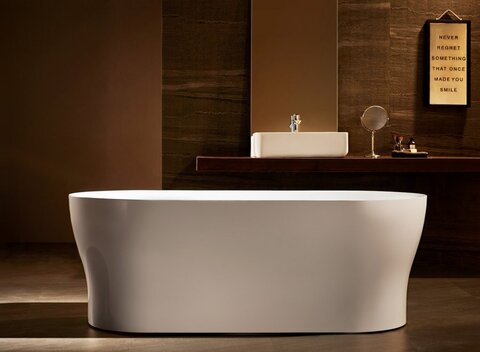 BelBagno BB405-1700-800 Отдельностоящая, овальная акриловая ванна в комплекте со сливом-переливом цвета хром 1700x800x600